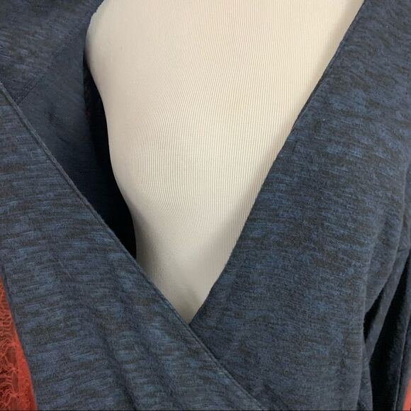 Lumiere slate blue space dye faux wrap soft lightweight sweater L - Picture 4 of 7